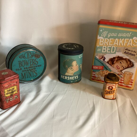 Other - Vintage Tin Lot – Retro Candy, Spice & Kitchen Decor | Eclectic Collector’s Set